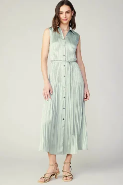 Plisse Buttondown Dress