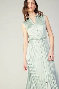 Plisse Buttondown Dress