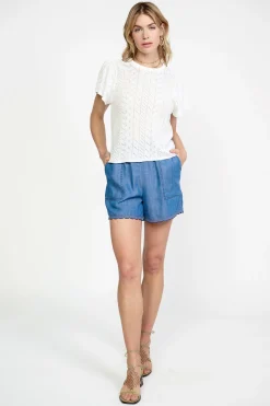 Pointelle Knit Sweater Top