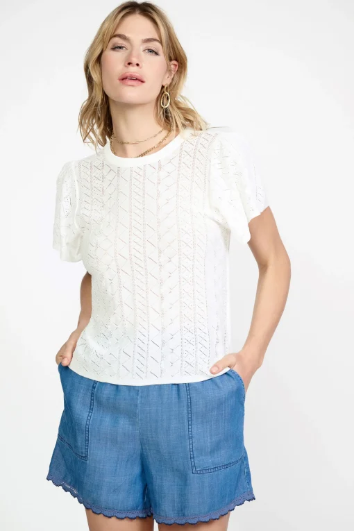 Pointelle Knit Sweater Top