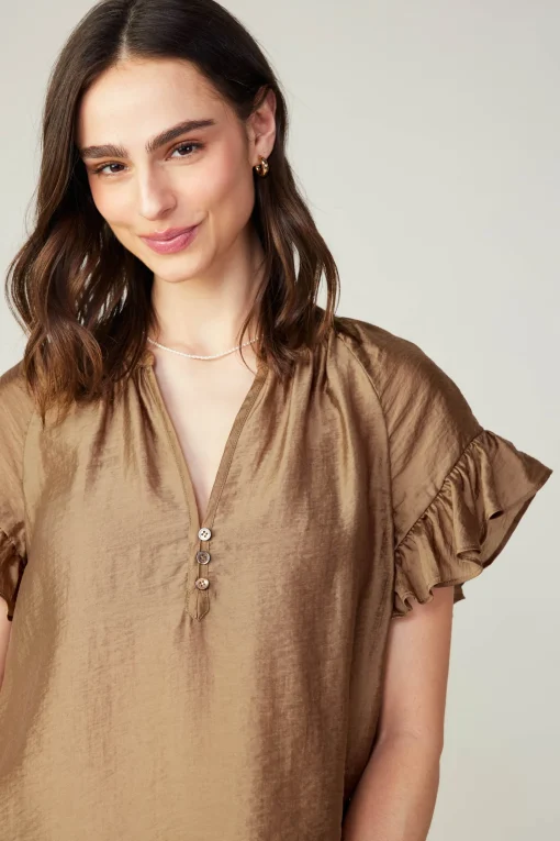 Raglan Sleeve Button Blouse