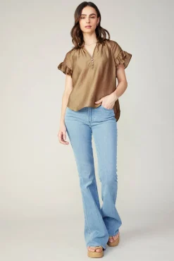 Raglan Sleeve Button Blouse