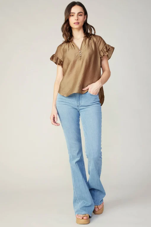 Raglan Sleeve Button Blouse
