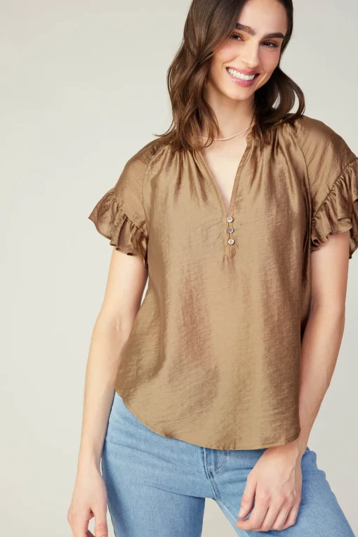 Raglan Sleeve Button Blouse