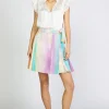 Rainbow Painterly Pleated Skirt
