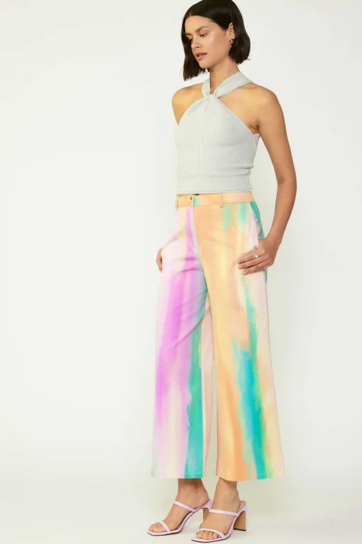Rainbow Painterly Wide Leg Pants