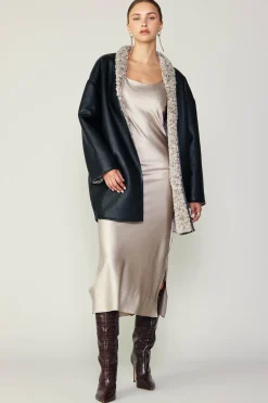 Reversible Faux Fur & Leather Coat