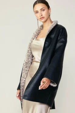 Reversible Faux Fur & Leather Coat