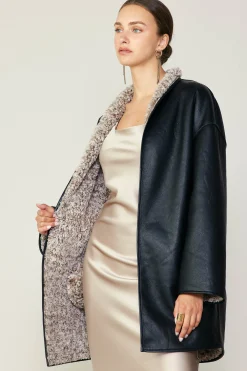 Reversible Faux Fur & Leather Coat