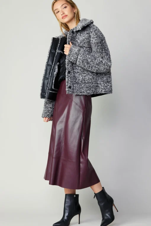 Reversible Vegan Leather Shearling Jacket