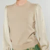 Ribbed Contrast Sleeve Sweater