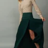 Ribbed Waist Midi Skirt