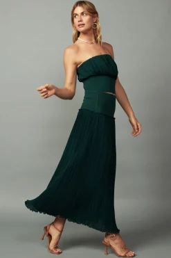 Ribbed Waist Midi Skirt