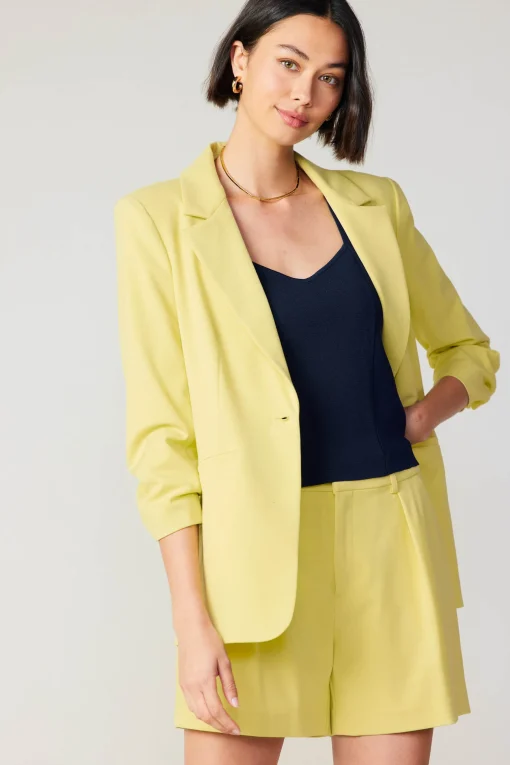 Ruched Sleeve Blazer