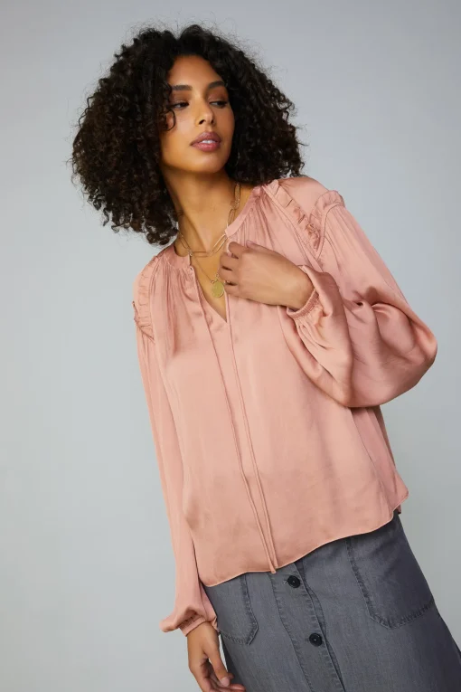 Ruffled Shoulder Blouse