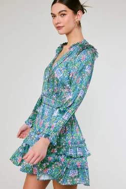 Ruffled Surplice Floral Mini Dress