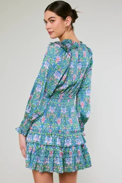 Ruffled Surplice Floral Mini Dress