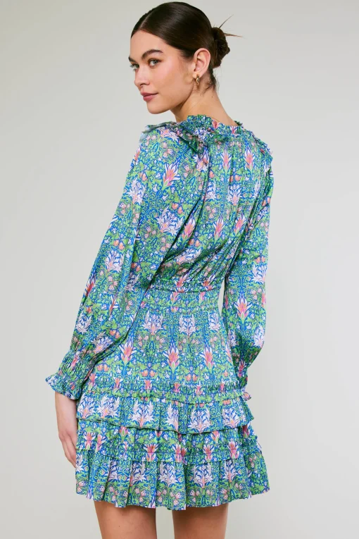 Ruffled Surplice Floral Mini Dress