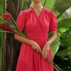 Ruffled Surplice Midi Dress