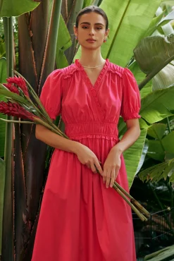 Ruffled Surplice Midi Dress