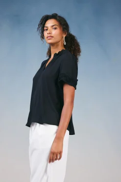 Ruffled Trim Blouse