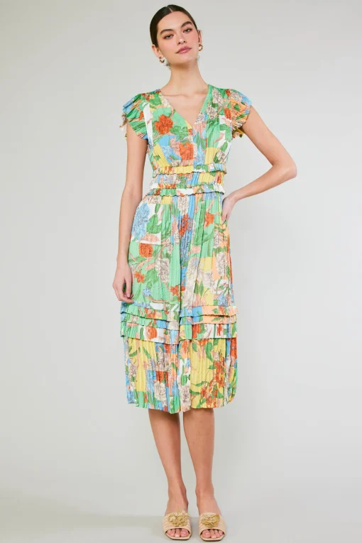 Sereia Pleated Midi Dress