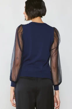 Sheer Crosshatch Cami-lined Top