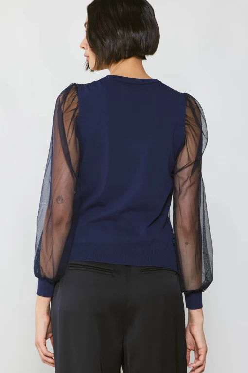 Sheer Crosshatch Cami-lined Top