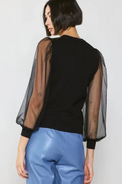Sheer Crosshatch Cami-lined Top
