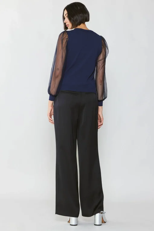 Sheer Crosshatch Cami-lined Top