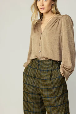 Shirred Jacquard Blouse