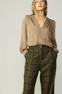 Shirred Jacquard Blouse