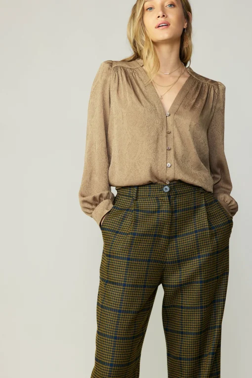 Shirred Jacquard Blouse