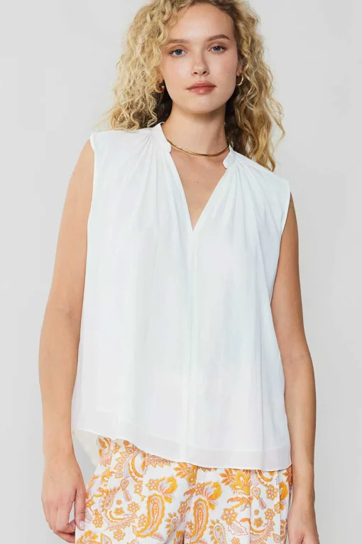 Shirred Sleeveless Top