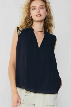 Shirred Sleeveless Top