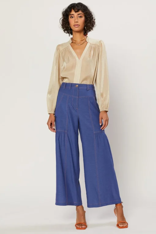 Shirred Wide Leg Pants