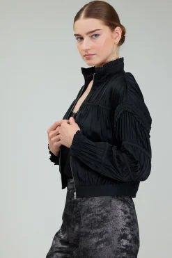 Shirred Zip Up Jacket