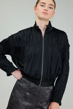 Shirred Zip Up Jacket