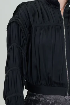 Shirred Zip Up Jacket