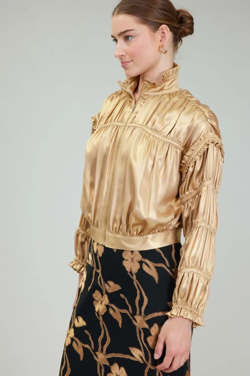 Shirred Zip Up Jacket