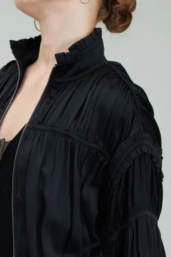 Shirred Zip Up Jacket