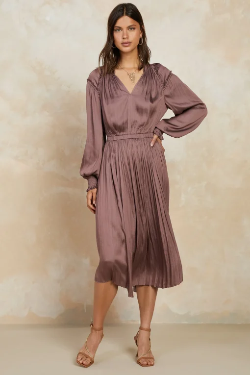 Smocked Cuff Midi Dress
