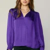 Smocked Shoulder Cuffed Blouse