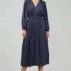 Smocked Vneck Midi Dress