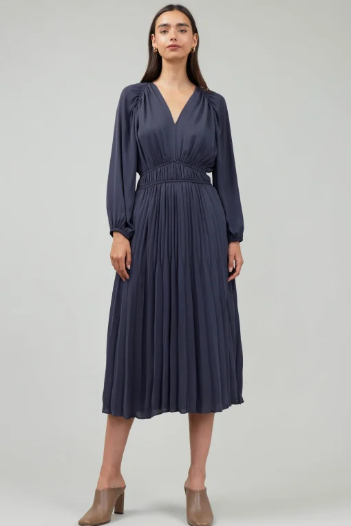 Smocked Vneck Midi Dress