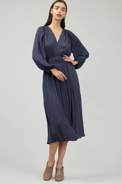 Smocked Vneck Midi Dress