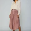 Smocked Waist Midi Skirt