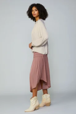 Smocked Waist Midi Skirt