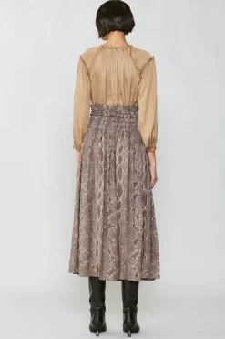Snake Print Midi Skirt
