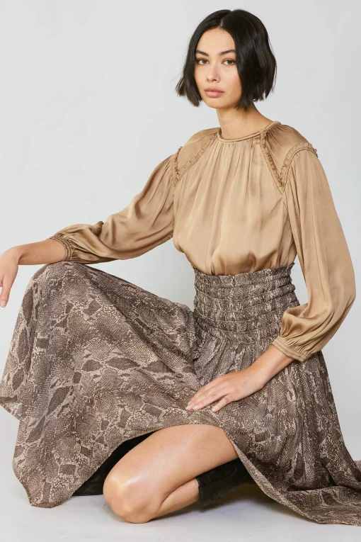 Snake Print Midi Skirt